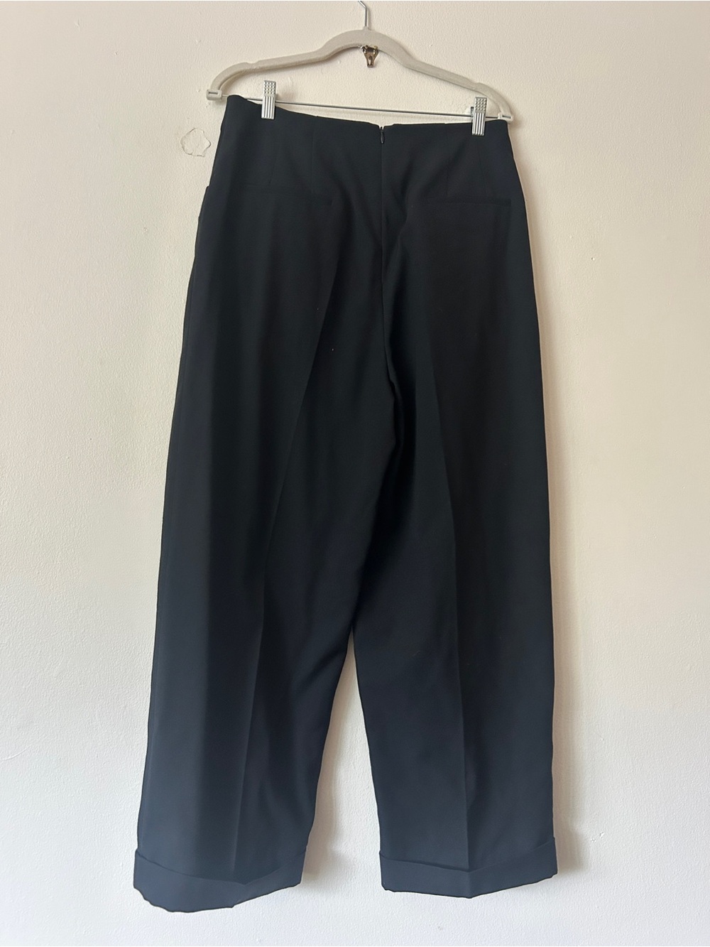 Sandro Carrot Top Cropped Black Pants Cuff Wide leg gorpcore Sieny high rise - Picture 9 of 16